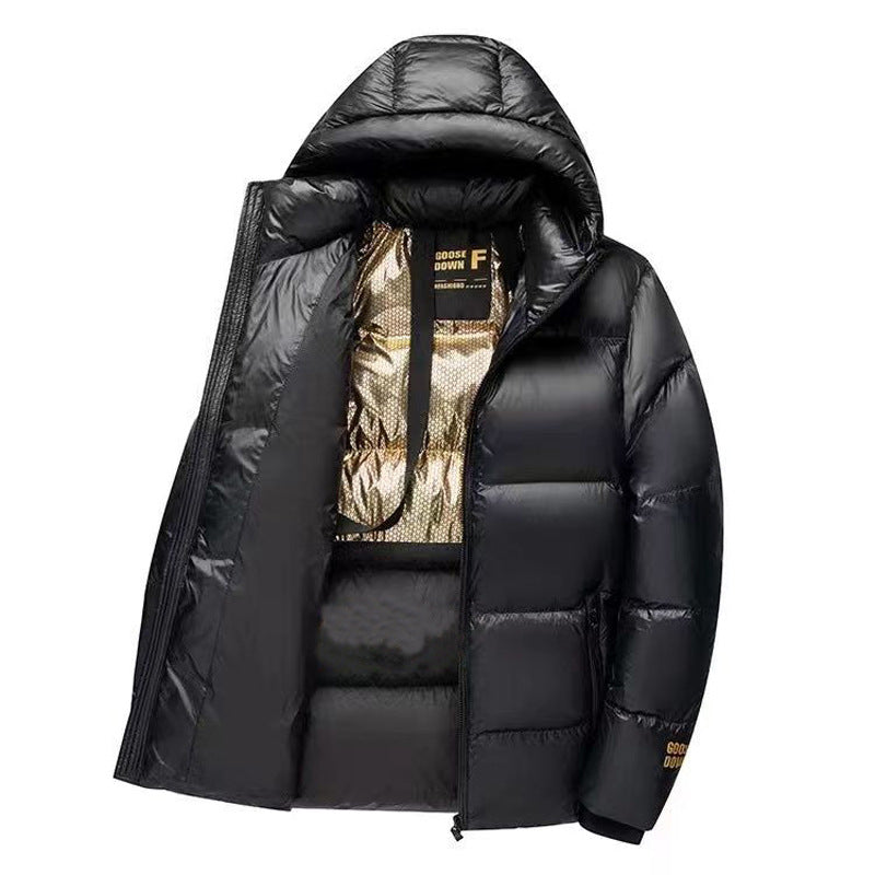 Down jacket, duck down, unisex, thick black gold down jacket