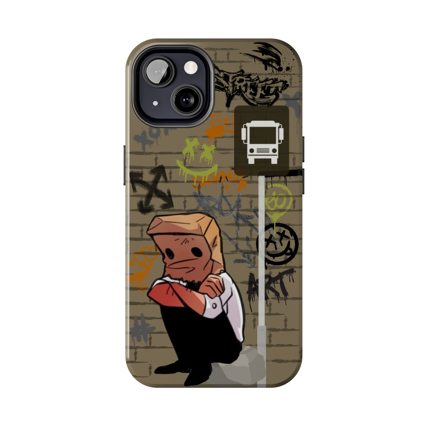 Paper Bag Man Graffiti Punk Aesthetic Retro Style iPhone Case