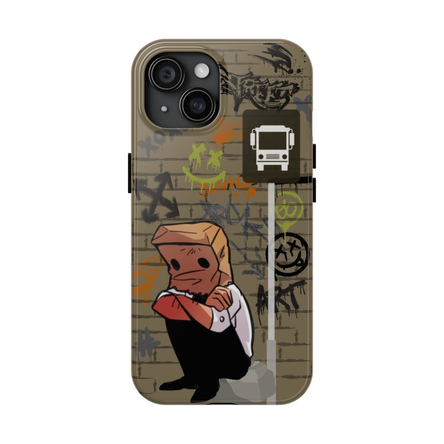 Paper Bag Man Graffiti Punk Aesthetic Retro Style iPhone Case