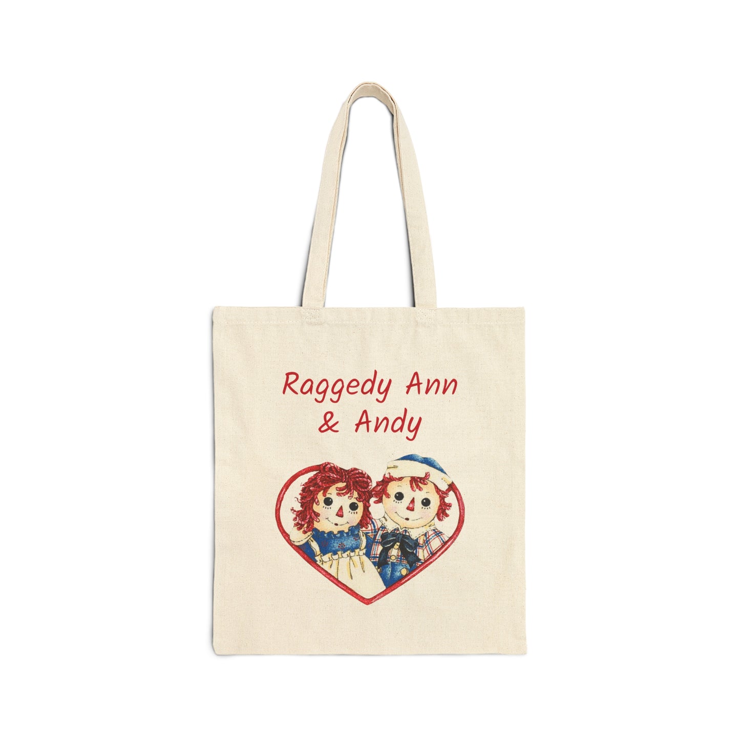 Raggedy Ann and Andy Vintage Retro Country Charm Patch Style Cotton Canvas Tote Bag