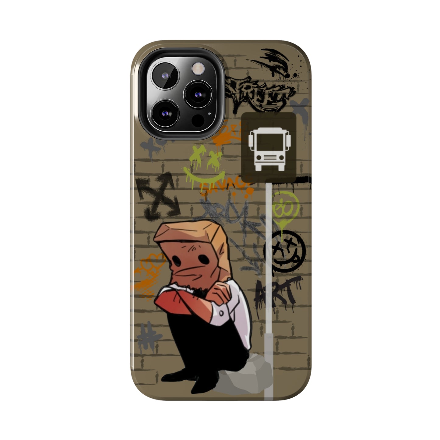 Paper Bag Man Graffiti Punk Aesthetic Retro Style iPhone Case