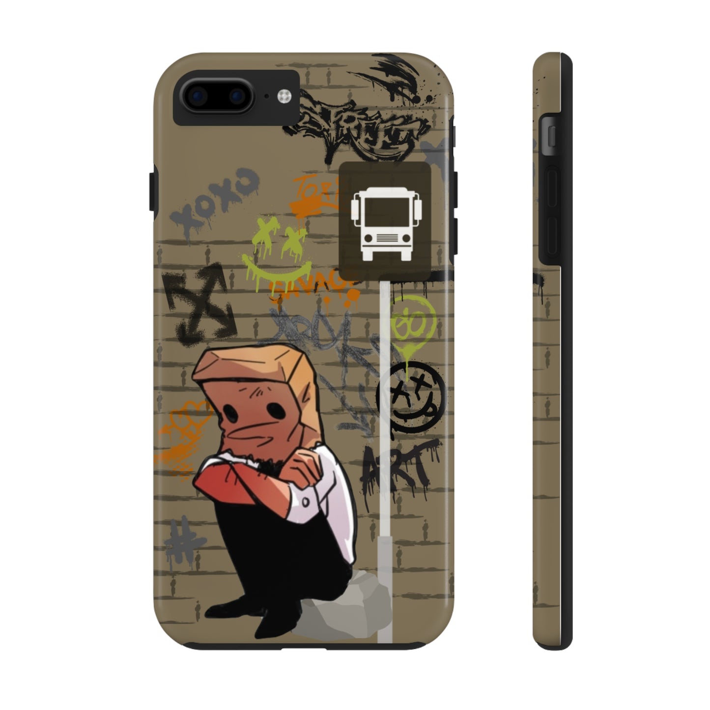 Paper Bag Man Graffiti Punk Aesthetic Retro Style iPhone Case