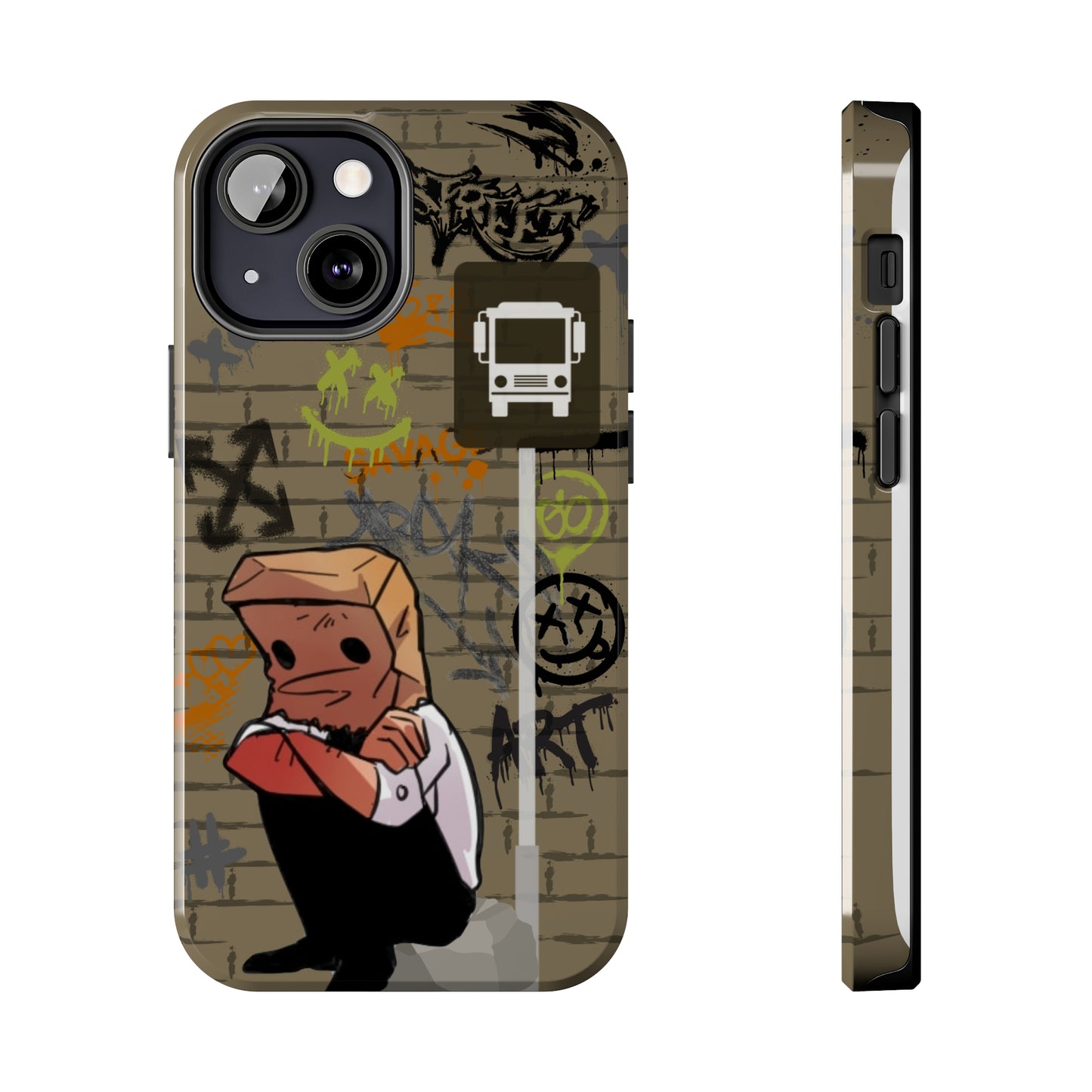 Paper Bag Man Graffiti Punk Aesthetic Retro Style iPhone Case