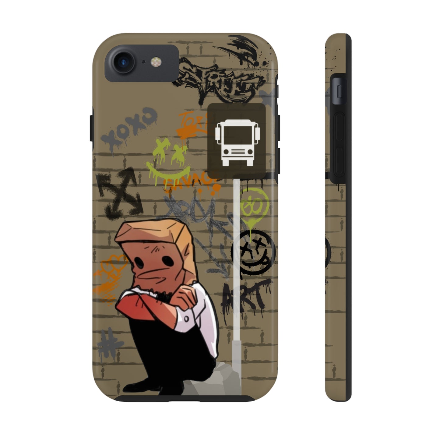 Paper Bag Man Graffiti Punk Aesthetic Retro Style iPhone Case