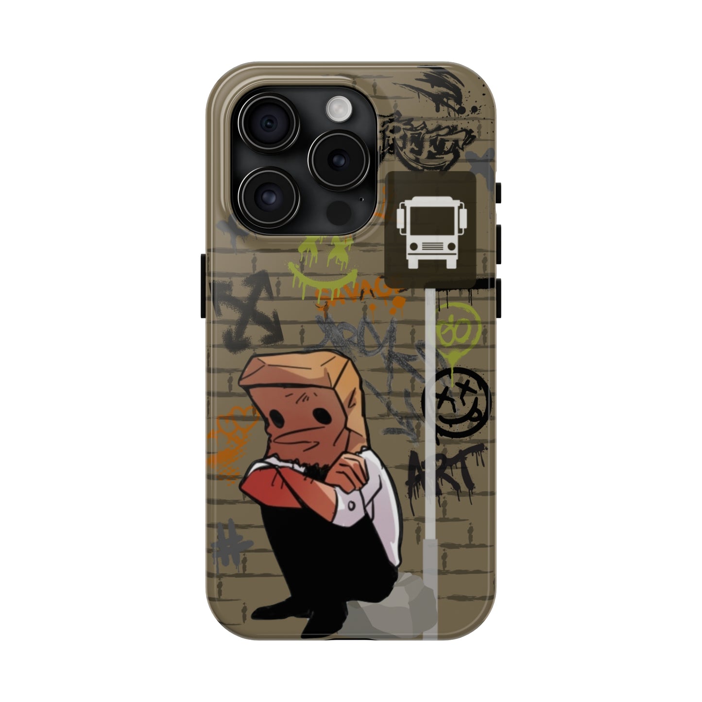 Paper Bag Man Graffiti Punk Aesthetic Retro Style iPhone Case