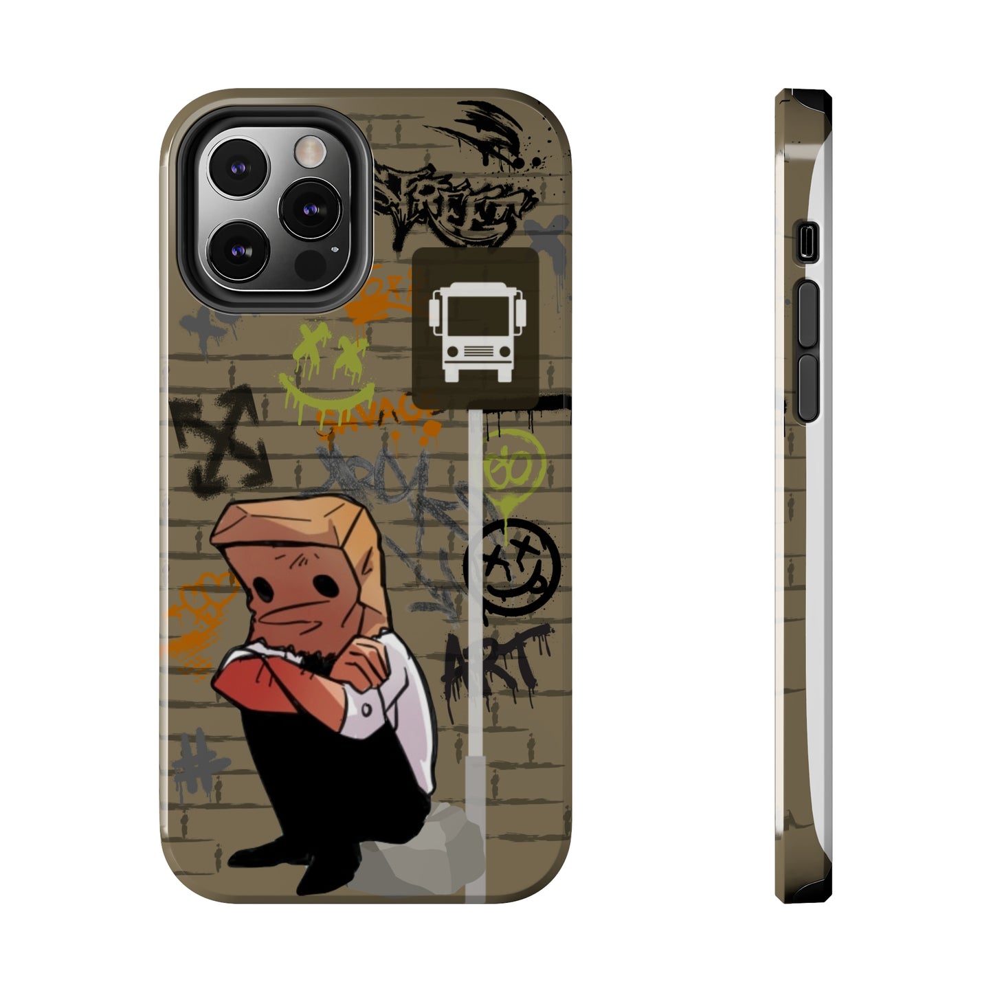 Paper Bag Man Graffiti Punk Aesthetic Retro Style iPhone Case