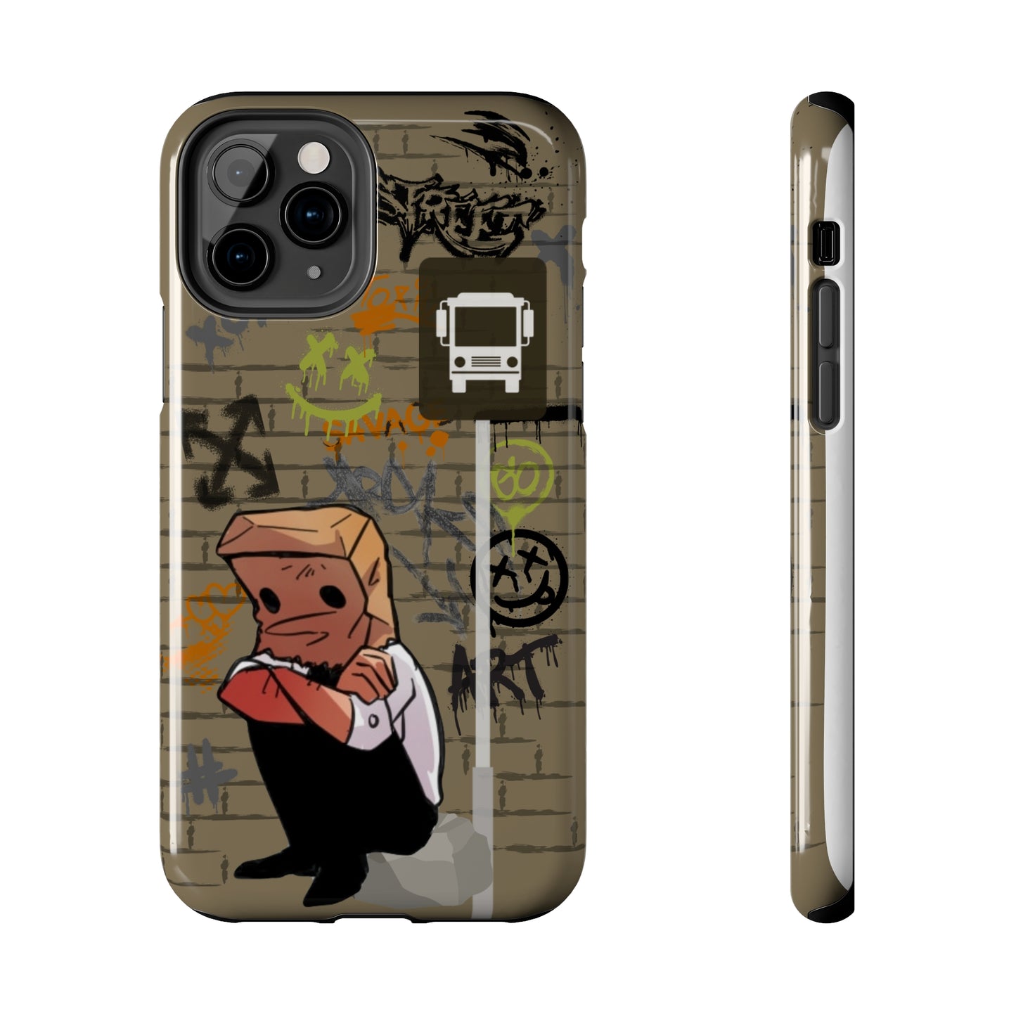 Paper Bag Man Graffiti Punk Aesthetic Retro Style iPhone Case