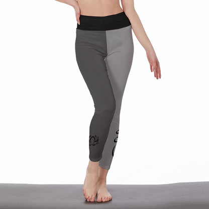 Women's High Waist Yoga Leggings Unalome and Lotus Symbol