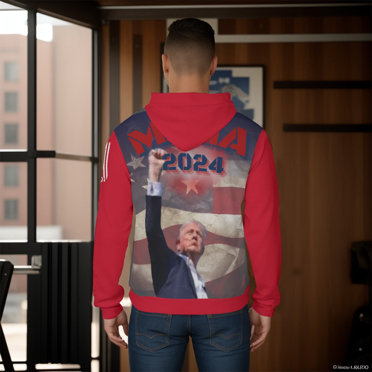 Make America Great Again Pullover Hoodie With Assassination Attempt Image on Back