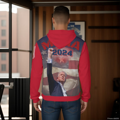 Make America Great Again Pullover Hoodie With Assassination Attempt Image on Back