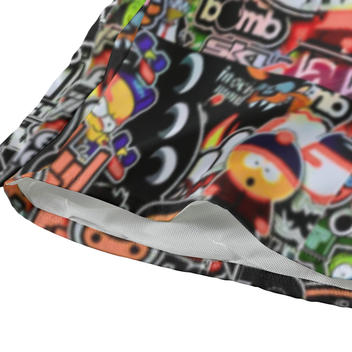 Sticker Madness Collage Graffiti Style Men‘s Beach Shorts With Lining