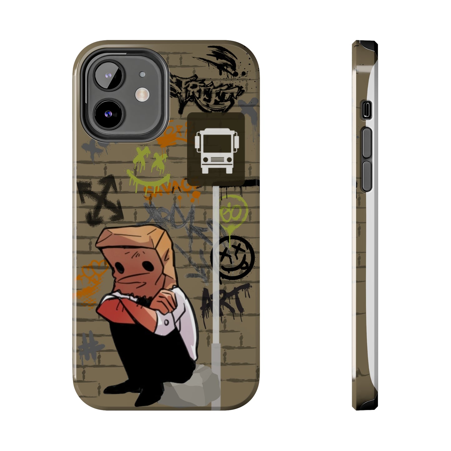 Paper Bag Man Graffiti Punk Aesthetic Retro Style iPhone Case