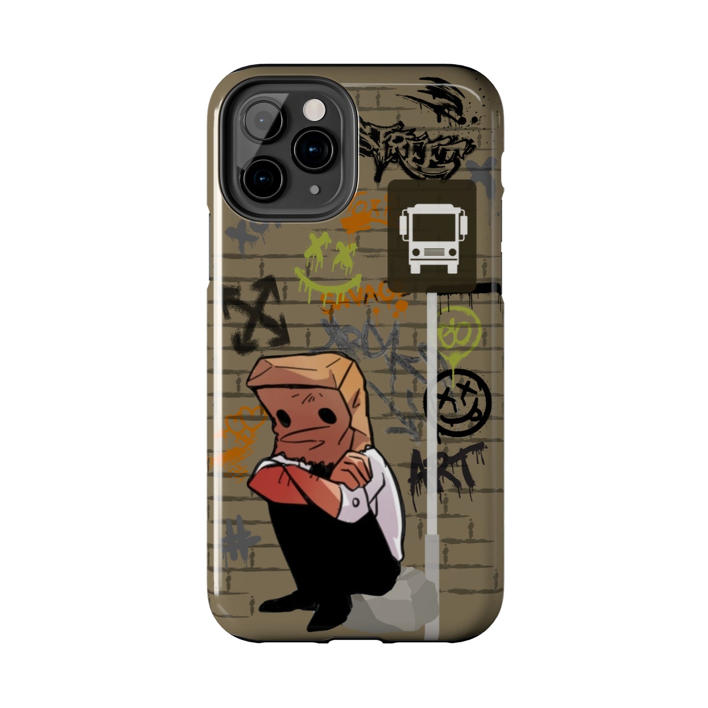 Paper Bag Man Graffiti Punk Aesthetic Retro Style iPhone Case