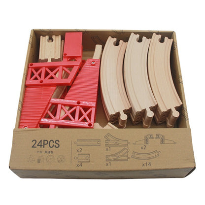 Wooden Train Track Set Toy Early Educational Railway Tracks Accessories Montessori Wooden Toys for Kids