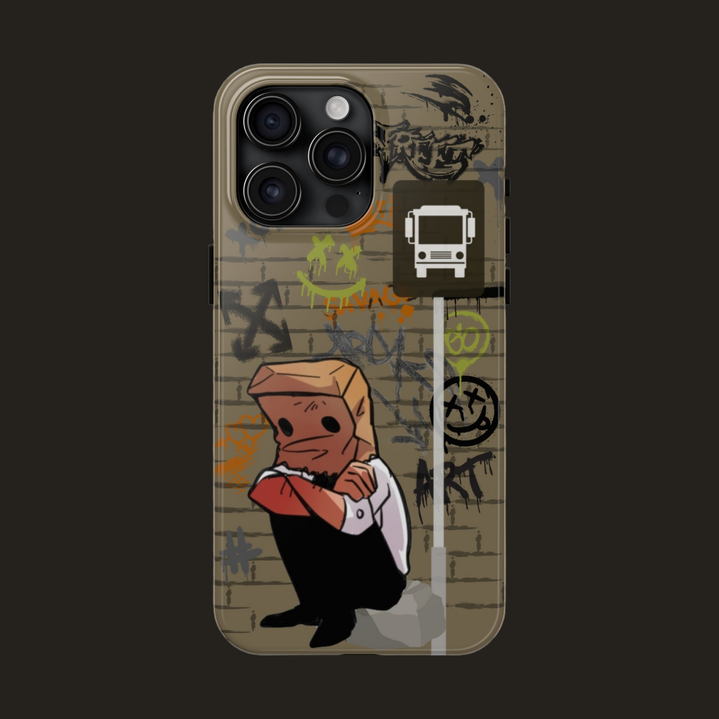 Paper Bag Man Graffiti Punk Aesthetic Retro Style iPhone Case