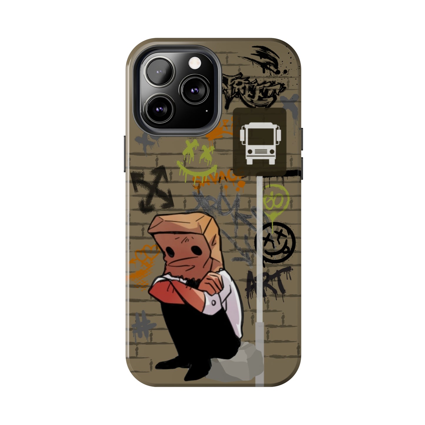 Paper Bag Man Graffiti Punk Aesthetic Retro Style iPhone Case