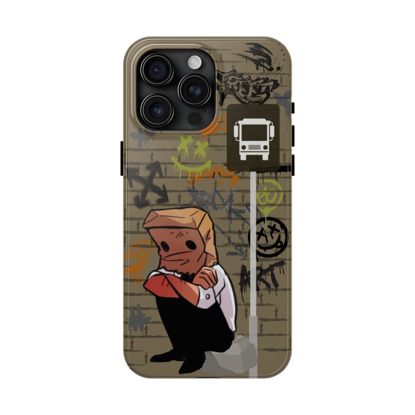 Paper Bag Man Graffiti Punk Aesthetic Retro Style iPhone Case