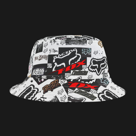 Fox Racing Bucket Hat Trending Logo Collage Design