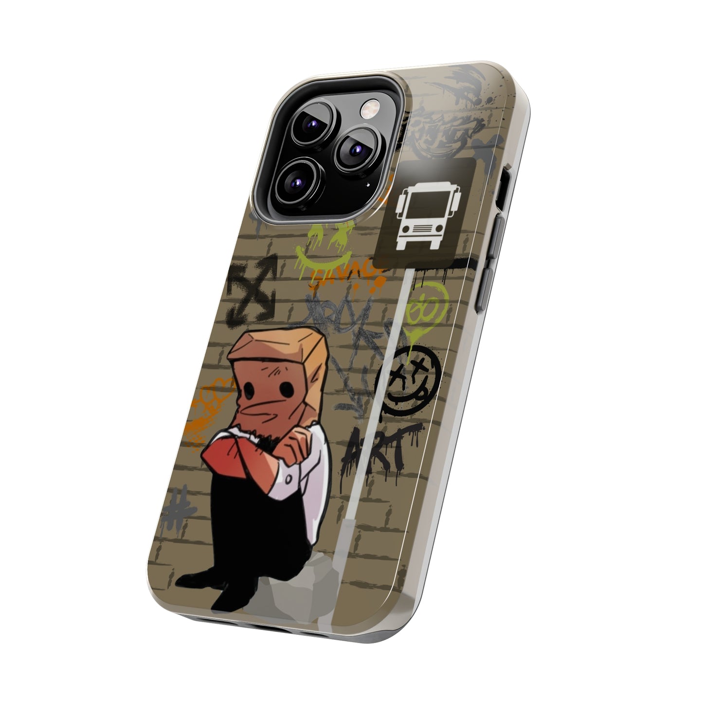 Paper Bag Man Graffiti Punk Aesthetic Retro Style iPhone Case