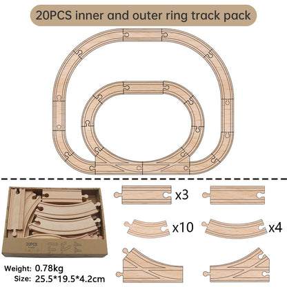 Wooden Train Track Set Toy Early Educational Railway Tracks Accessories Montessori Wooden Toys for Kids