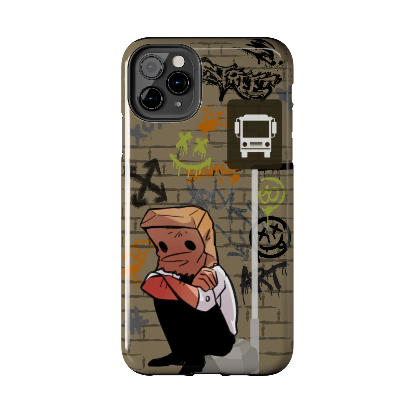 Paper Bag Man Graffiti Punk Aesthetic Retro Style iPhone Case