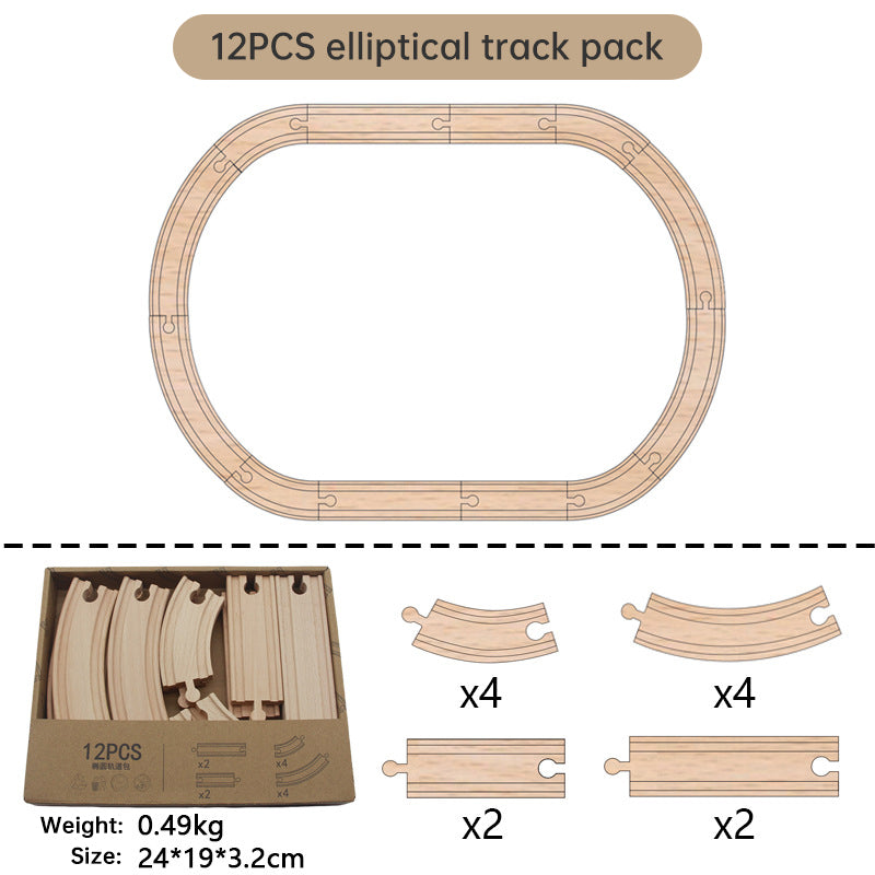 Wooden Train Track Set Toy Early Educational Railway Tracks Accessories Montessori Wooden Toys for Kids