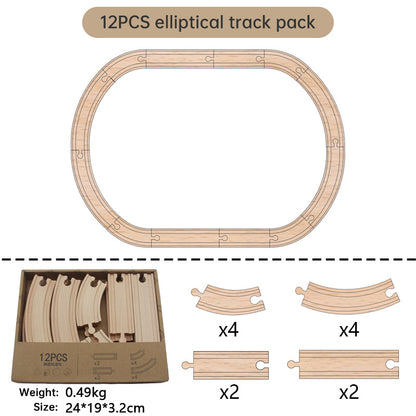 Wooden Train Track Set Toy Early Educational Railway Tracks Accessories Montessori Wooden Toys for Kids