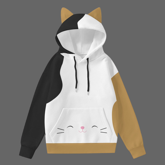 Calico Kitty Cat Women’s Hoodie With Decorative Ears