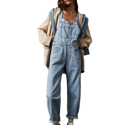 Women's Fashionable Casual Streetwear Loose Fitting Denim Overalls