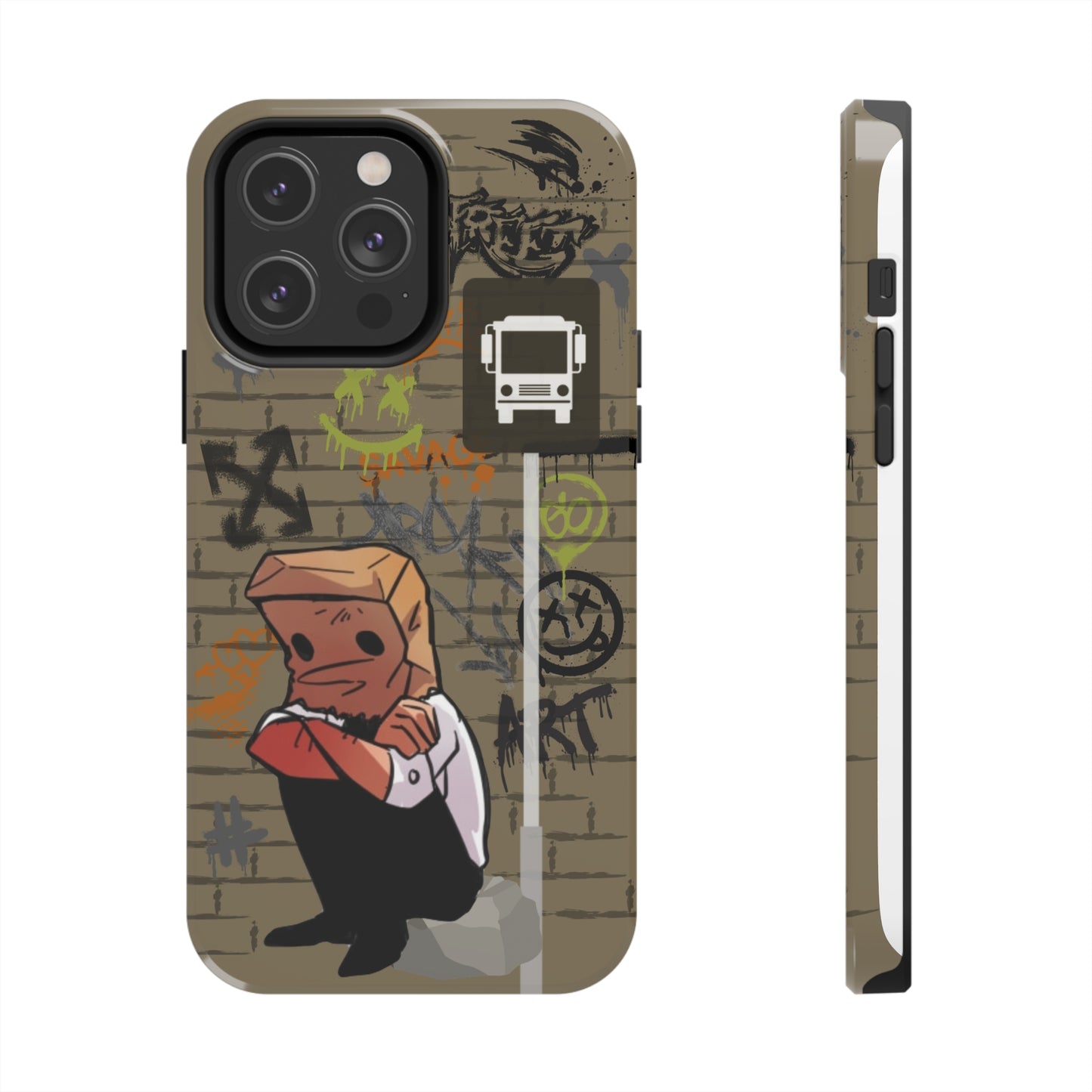 Paper Bag Man Graffiti Punk Aesthetic Retro Style iPhone Case