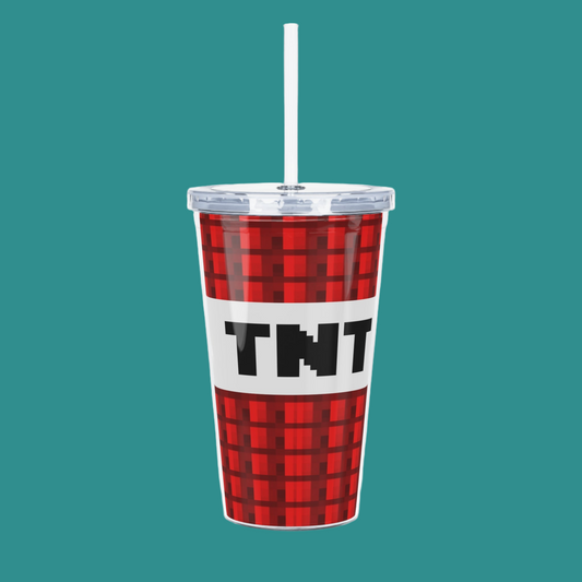 TNT Minecraft Plastic Tumbler with Straw