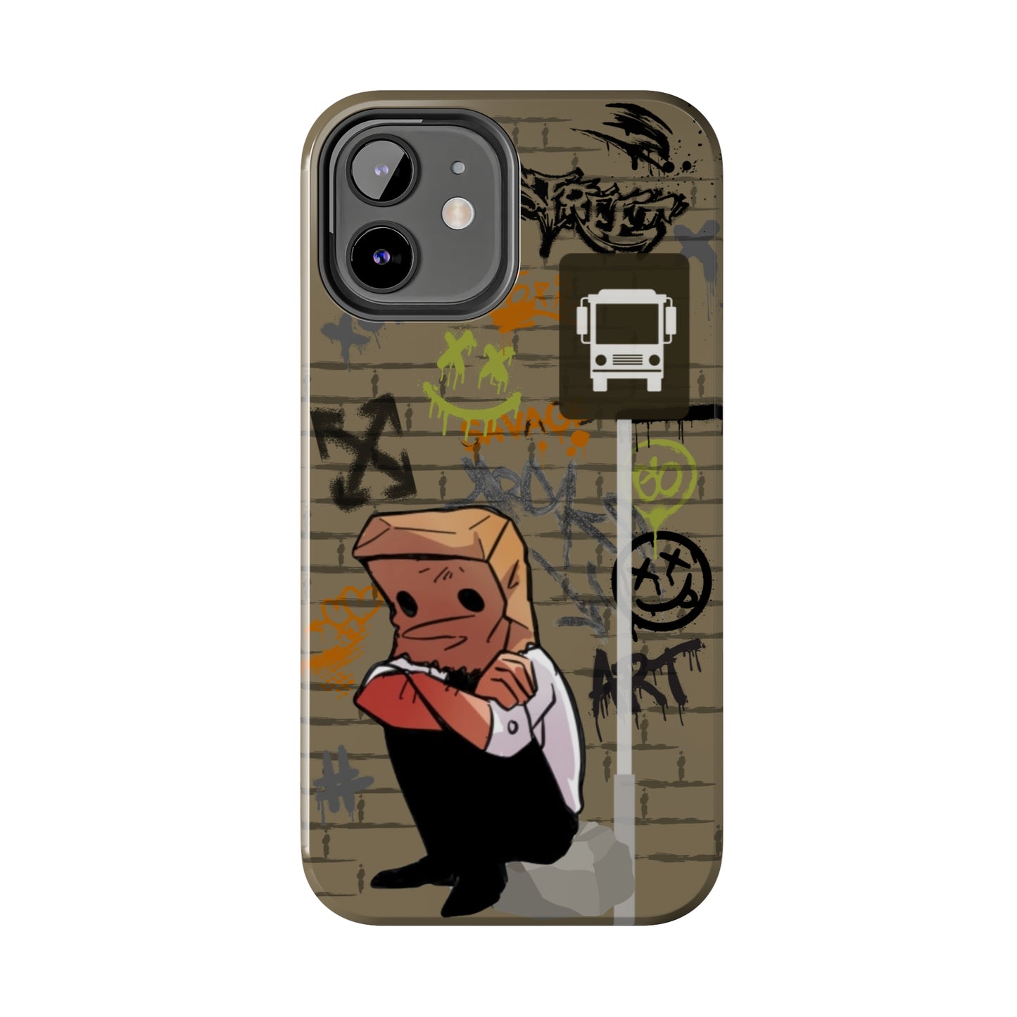 Paper Bag Man Graffiti Punk Aesthetic Retro Style iPhone Case