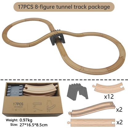 Wooden Train Track Set Toy Early Educational Railway Tracks Accessories Montessori Wooden Toys for Kids