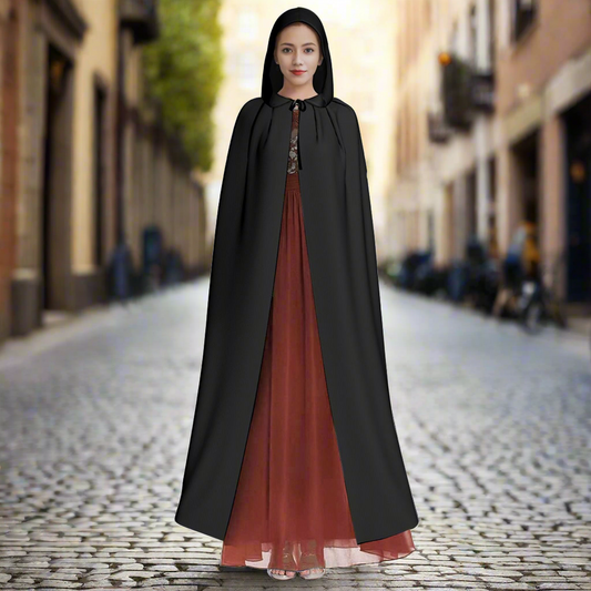 Black Unisex Hooded Cloak