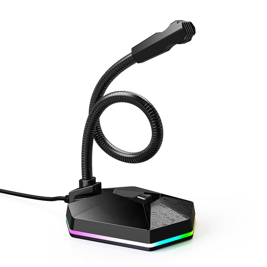 Computer microphone RGB luminous bendable USB microphone no drive voice chat video conference microphone