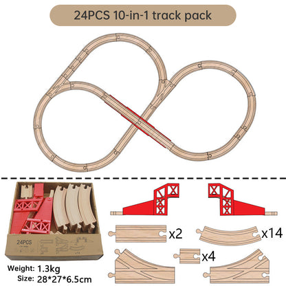 Wooden Train Track Set Toy Early Educational Railway Tracks Accessories Montessori Wooden Toys for Kids