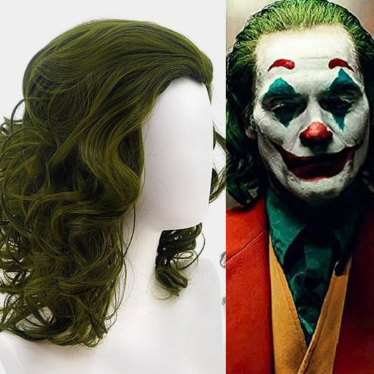 The Joker cosplay costume wig with green medium long wavy hair