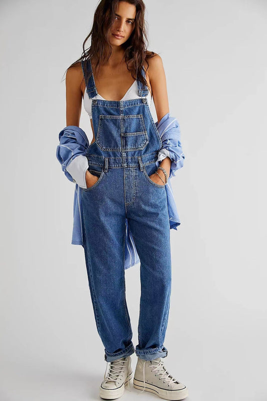 Women's Fashionable Casual Streetwear Loose Fitting Denim Overalls