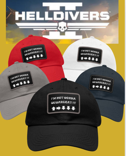 Helldivers 2 Hat with Leather Patch, 500kg bomb stratagem, gaming merch baseball cap