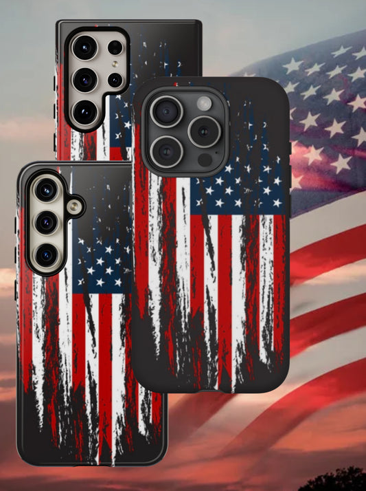 American flag rugged phone case cover. iPhone, Samsung case. Gift for guy, gift for girl