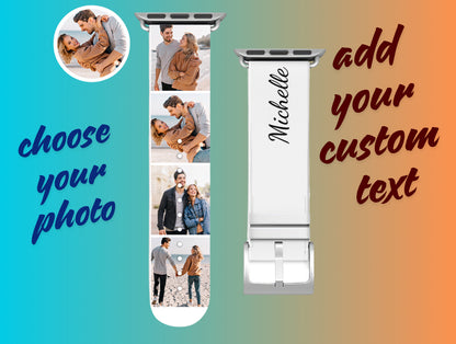 Custom Collage Photo and Name Apple Watch Band Silicone Watch Strap